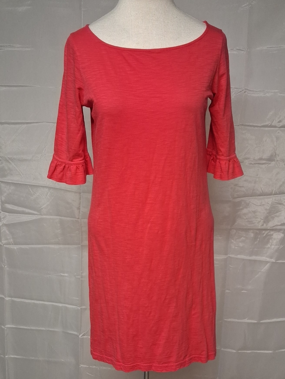 Lilly Pulitzer 100% Pima Cotton Slub Knit Coral Short Sleeve Shift Dress Small